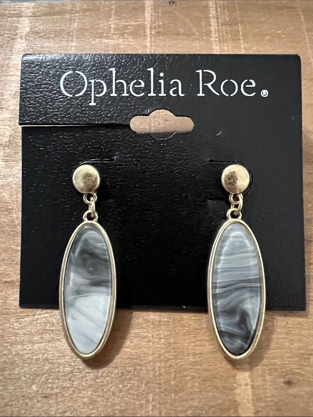 3/$18 Ophelia Roe Gold and Gray Marbled Drop Earrings Lot 704